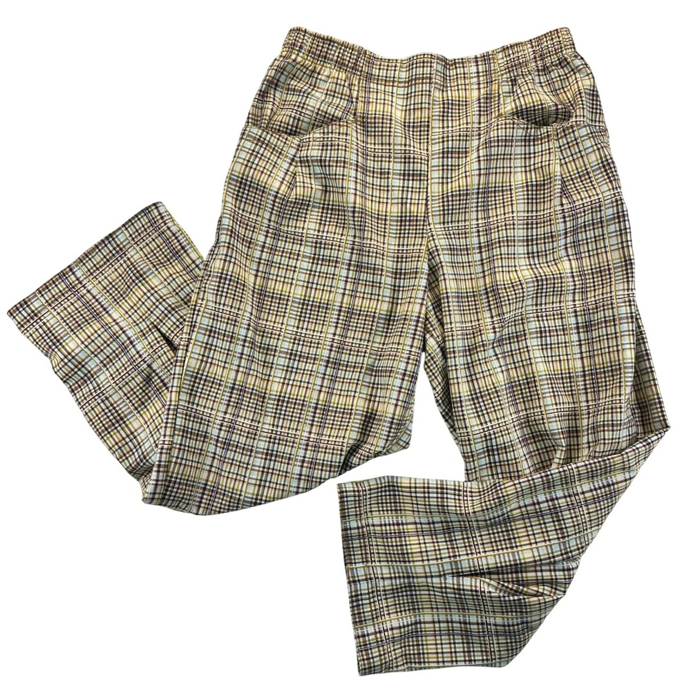 Free People Nice Choice Stripe Plaid Pull On Pants Barrel Leg Size Medium NEW - Picture 4 of 16